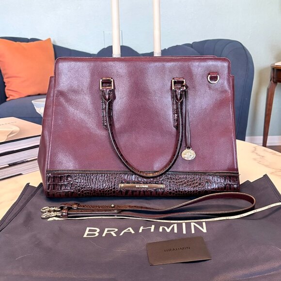 Brahmin Large Duxbury Satchel in Tuscan Cranberry Melbourne - Picture 8 of 8